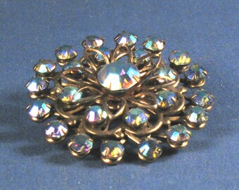 Vintage Blue Rhinestone Brooch