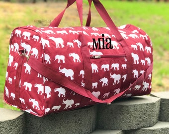2 colors! 22" Elephant DUFFLE Bag, Crimson Duffle Bag, Gray Duffle Bag, Women Overnight Bag, Elephant Gym Bag, Gym Bag, College Bag