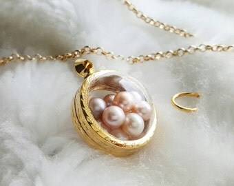 Pearl Cage Pendant Terrarium, Pick a Pearl at Disney, Pearl Cage Pendant, Pearl Necklace Cage Locket, Disney, Epcot Pick a Pearl Terrarium