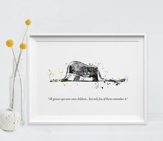 Der kleine prinz elefant hut aquarell druck le petit prince