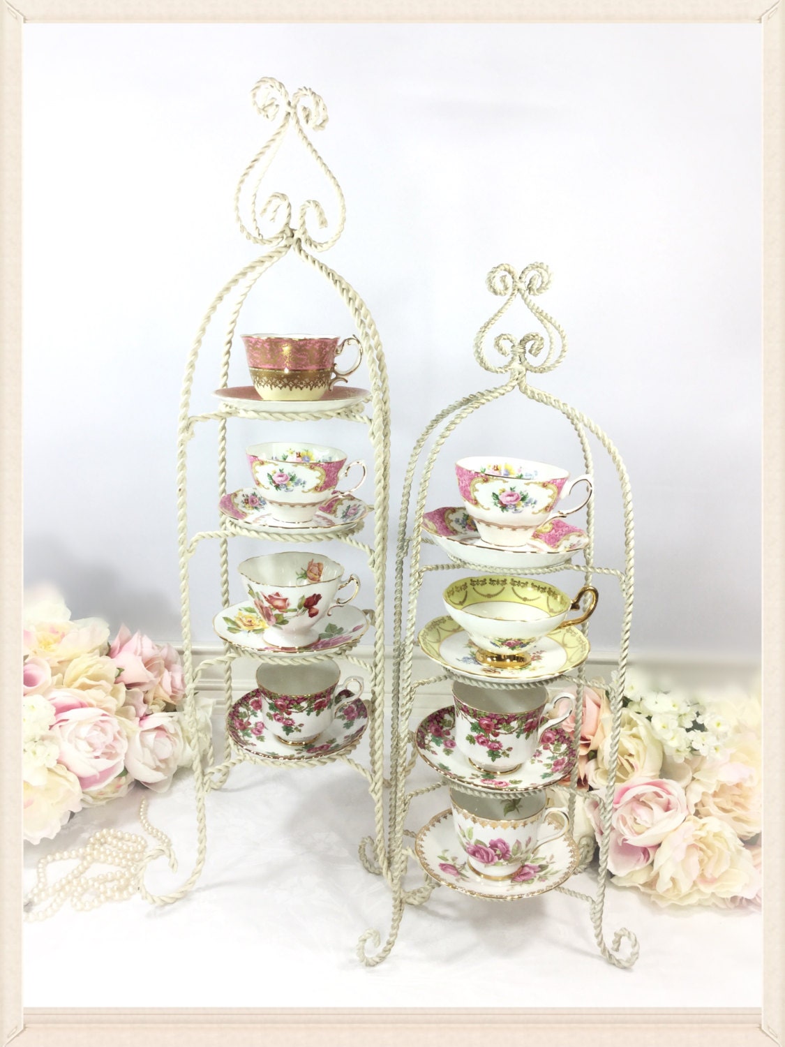 Cup And Saucer Display Stands XL 100 Tier Twisted Metal Shabby Chic Tea Cup and Saucer Display 81 Cup And Saucer Display Stands XL 100 Tier Twisted Metal Shabby Chic Tea Cup and Saucer Display 81