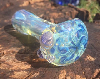 Squiggly Blues Glass Pipe. Tobacco Pipe. Spoon Pipe. Handmade in USA by FlabbaGlass Designs