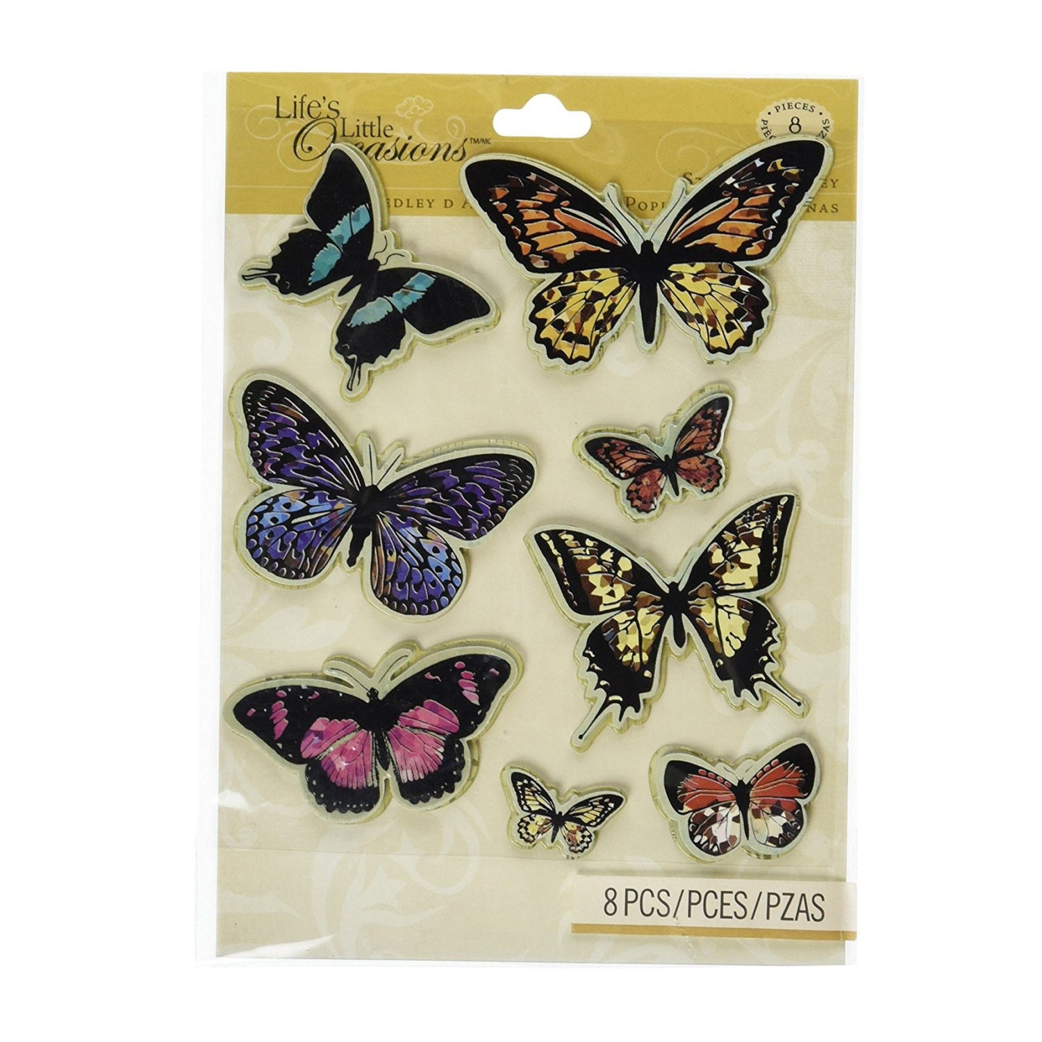 8 Butterfly Stickers; Scrapbook Craft Party Favor Cards Card-Making ...