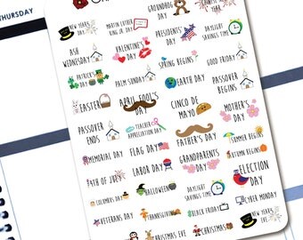 40 Holiday Celebration Stickers - Planner Stickers for Erin Condren Life Planners - H1
