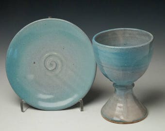 ceramic chalice and paten set, communionware