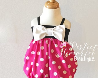 Pink Minnie Mouse Romper | Minnie Mouse Romper | Pink Minnie Romper | Baby Romper | Minnie Mouse Birthday Party | Minnie Mouse Costume