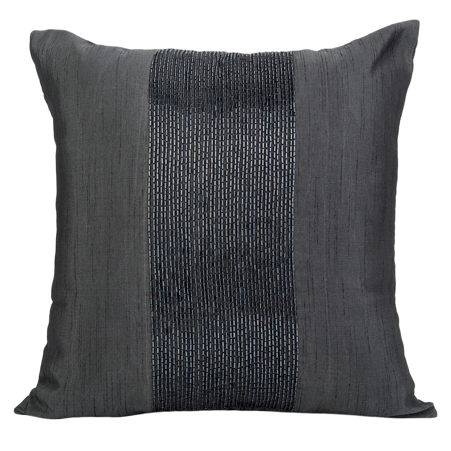Charcoal Grey Pillow Cover Decorative Pillows Beaded Pillow