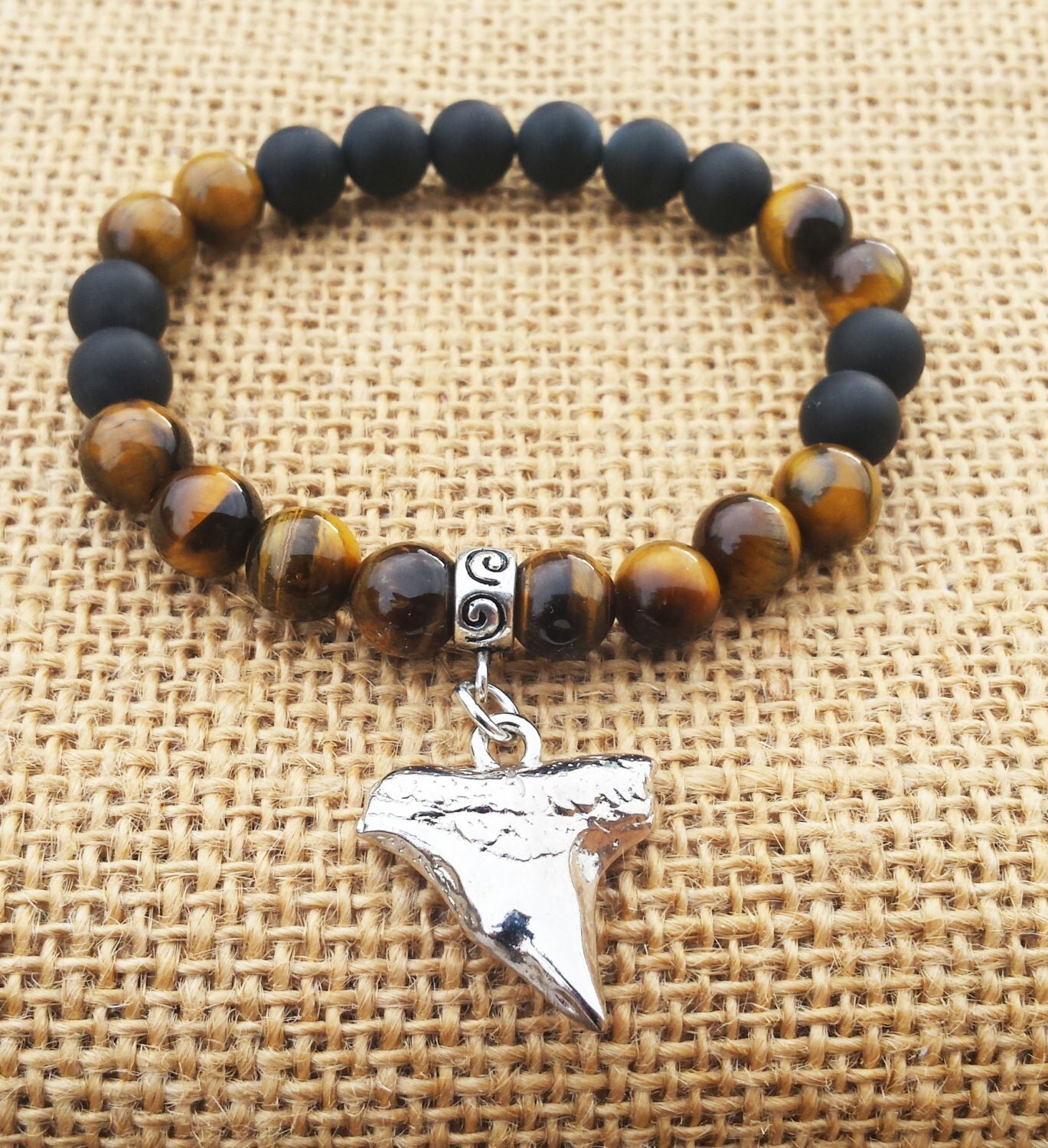 Shark Tooth Bracelet Mens Beaded Bracelet Gifts For Him Shark