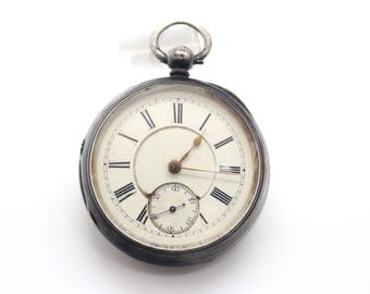 Victorian Solid Sterling Silver FUSEE Pocket Watch Antique Fully Hallmarked Chester 1892 by John Hammon for Repair