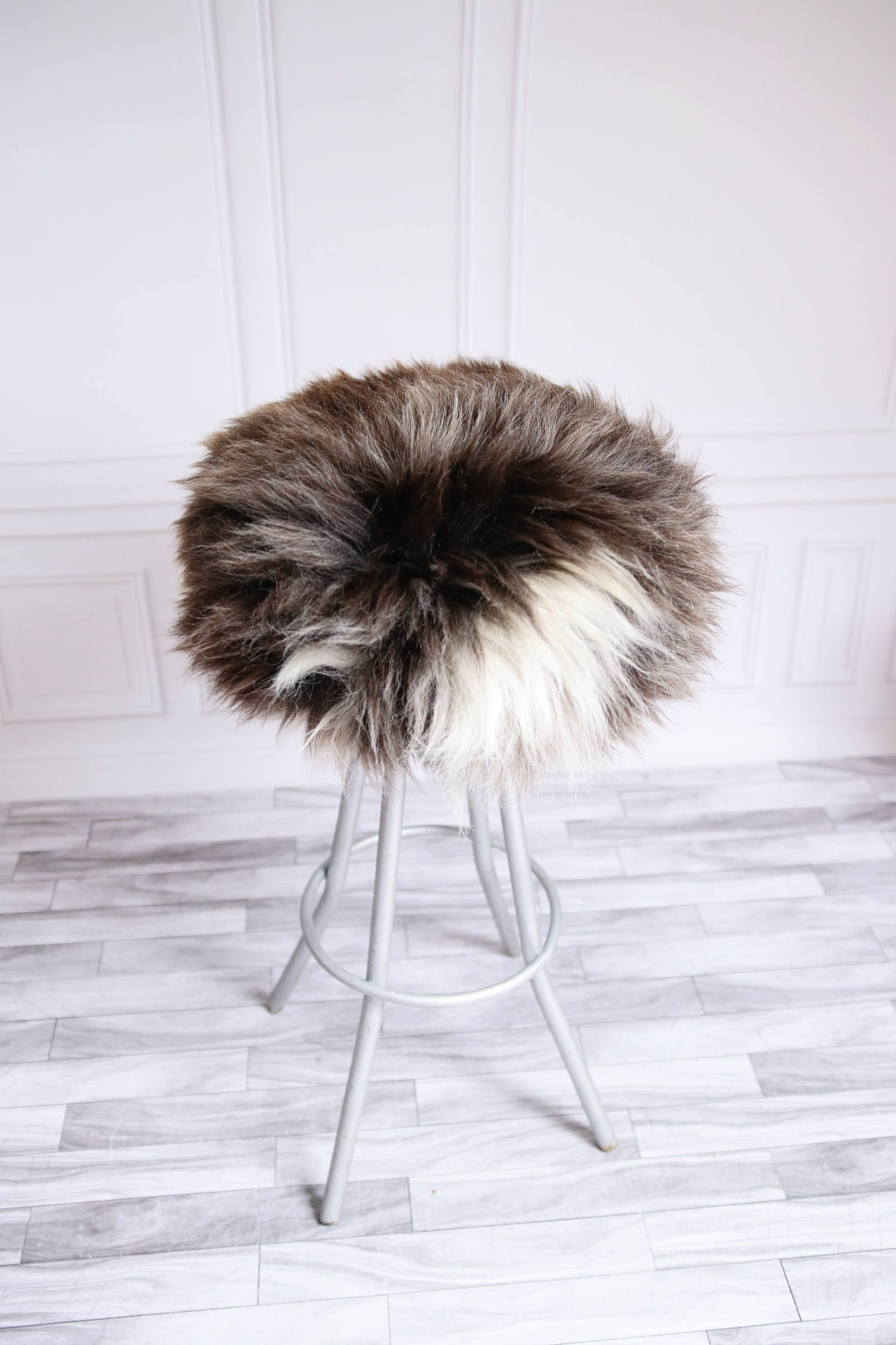 Sheepskin Stool Cover Round Stool Cover Furry Stool Scandinavian