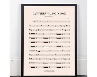 Can't Help Falling in Love, Elvis Presley, bedroom art, art poster, kitchen art, bar art, INSTANT DOWNLOAD, sheet music, studio art, 60s