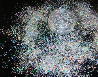 New Popular Galaxy Holographic Laser Silver Flakes Big Size Best Effect for for Nail Polish Art Glitter Craft decorations