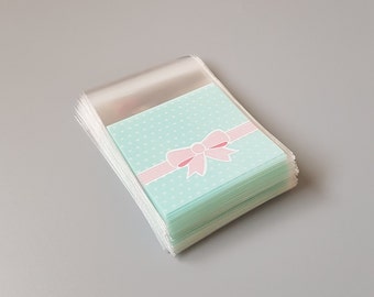 10 Teal bow cellophane bags, dot favour bags, blue jewelry packaging, sweet clear bags, small candy bags, birthday party supplies, kawaii