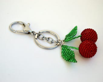 summer outdoors pom pom keychain Bag Charm Womens gift Car accessories Handmade keychain Beaded key chains for women gift for her