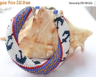 SALE 25% Anchor Bracelet Anchor jewelry Gift for wife Boho Bohemian Bracelet Beach jewelry Beach Bracelet Striped Sea bracelet nau
