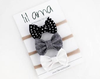 Baby Headband - Baby Bow Headband - Baby Girl Headband - Baby Bow Headband Set - Hair Bows - Newborn Headbands - Baby Bows - Nylon Headbands