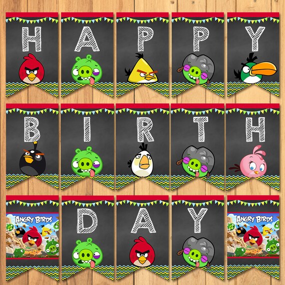 Angry Birds Happy Birthday Banner Chalkboard Angry Birds