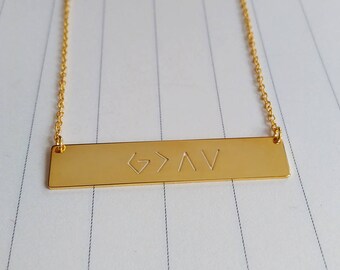 God Is Greater Than The Highs And Lows Necklace,God is Greater Bar Necklace,Christian Bar Necklace,God Bless You Necklace,Faith Necklace