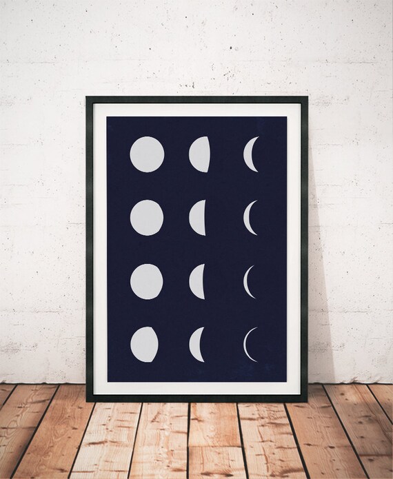 Moon phases print Moon art Minimalist moon phases