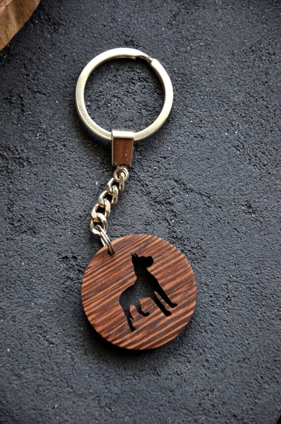 Dog lover gift Pet Key Chain Wooden Engraved Custom Puppy