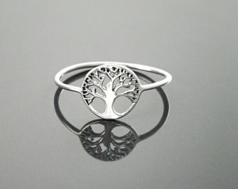 Tree Of Life Ring, Engraved Tree Ring in Sterling Silver, Bridesmaid Gift, Lace Ring, Stackable Ring, Midi Ring, Filigree Ring, Popular Ring
