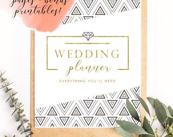 The Ultimate Printable Wedding Planner {with Bonus Gold Menu + Place Card Templates!} - 31 Page PDF, Ideal Bride or Engagement Gift Download