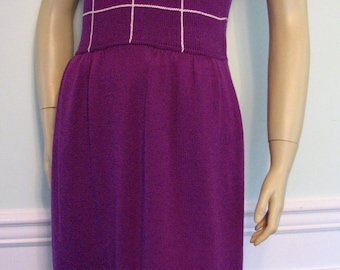 Vintage Dress St John Marie Gray Purple Knit Size 12