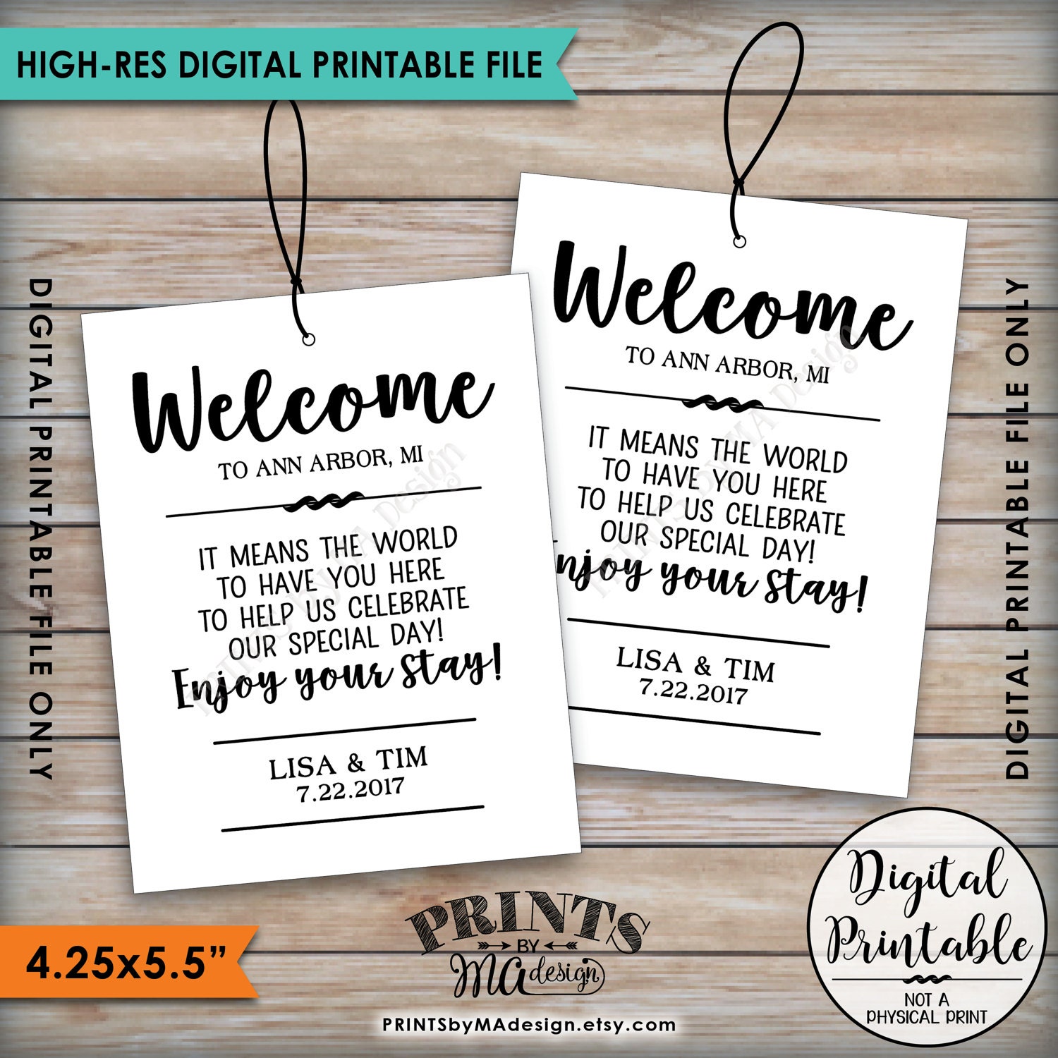 Wedding Welcome Tags, Hotel Bag Tags, Out of Town Guests, Destination ...