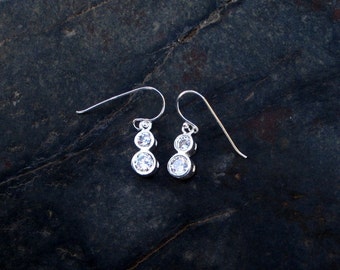 Cubic Zirconia & Sterling Silver Earrings - #176