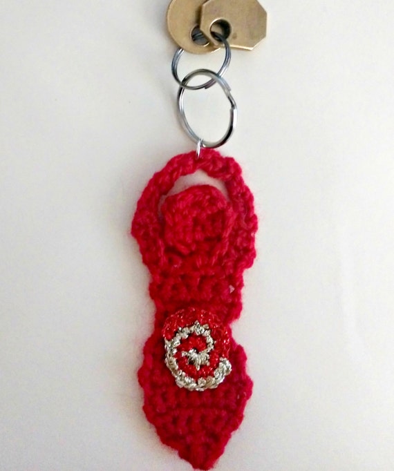 Goddess Key ring Pagan Wiccan Crochet Key ring Brigid Red