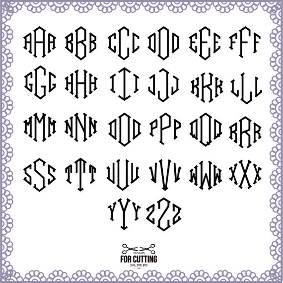 Diamond Monogram SVG Monogram Letters svg by designsforcutting