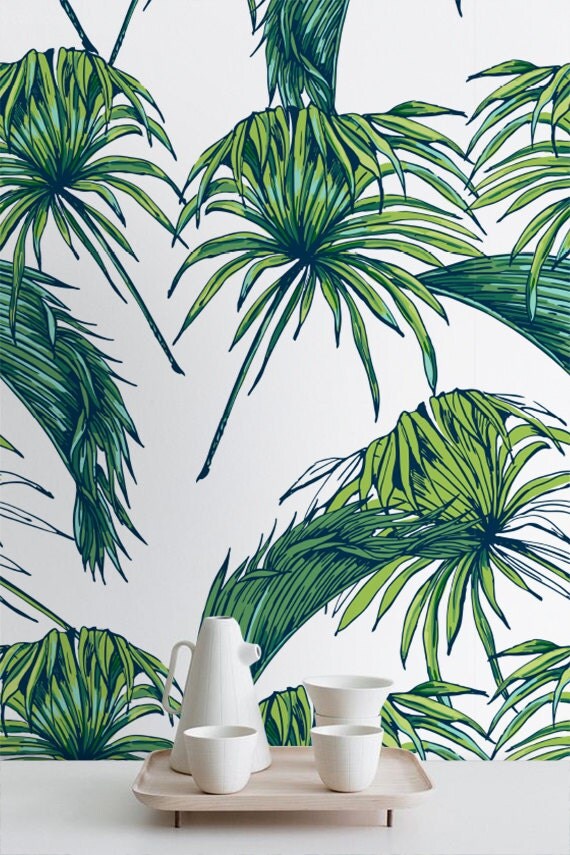 Tropical Pattern Wallpaper Exotic Removable Wallpaper Palm