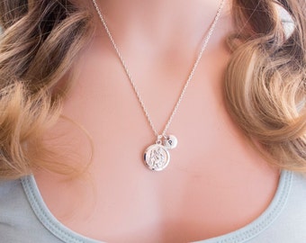 Silver st christopher necklace, st christopher pendant, st christopher jewellery, protection necklace, sisters necklace, SPSTIN0117