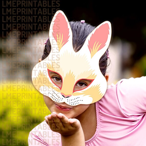 Rabbit Mask Printable Bunny Paper DIY Masks Animal White