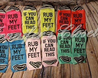 If you can read this socks, Bring Me Wine, Novelty Socks, Funny socks, Rub My Feet, Ankle Socks, Knee Socks, Ladies Socks, Fun Socks