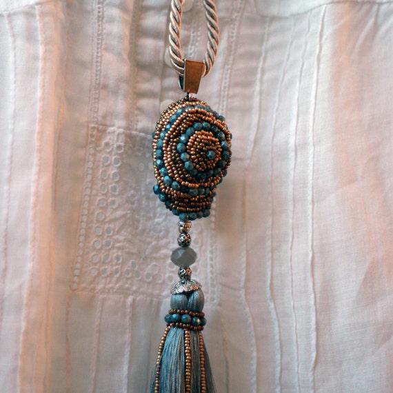 Artist pendant modern jewelry unique necklace embroidery