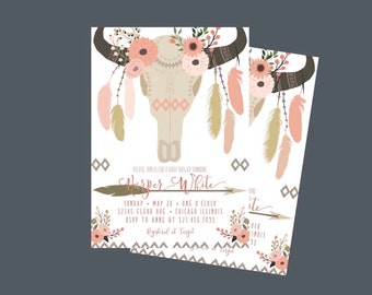 Boho Baby Shower Invitation, Floral Baby Shower Invitation, Bohemian Baby Shower Invitations, Boho Chic Baby Shower Invitations, Boho Baby