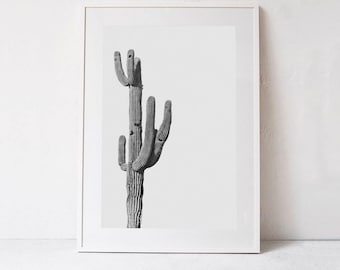 Modern Wall Art Print, Cactus PRINTABLE Art, Cactus Print, Black and White Photo, Living Room Art, Printable Photography DOWNLOADABLE PRINT