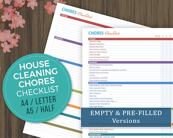 House Cleaning Checklist, Weekly Chores Chart, House Cleaning Schedule, Home Chores Printables, Cleaning Printable, Cleaning List