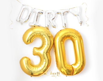 40" BIG 30 Gold Silver Foil Number Balloon - birthday balloon - 30 balloon - 30th birthday - number balloon - party balloon - cheersnco