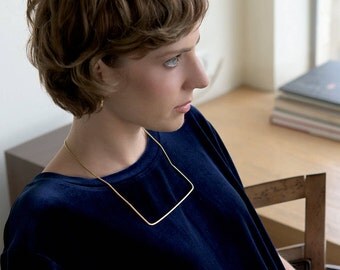 short necklace-geometric necklace-gold necklace-Minimalist necklace,square necklace,graphic necklace