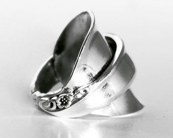 Statement Ring Boho Ring, Spoon Ring, Floral Ring, Boho Ring for Her, Floral Silver Ring, Ring Gift for Her, Silver Rose Ring Gift Ring Boho