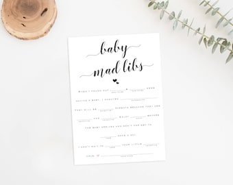 Baby Shower Mad Libs, Printable Baby Shower Game, Baby Shower Fill in the Blanks, Advice for Mommy Cards