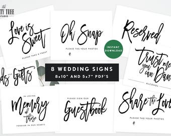 Printable Wedding Signs , Modern Wedding Signs Bundle , Instant Download Wedding Signs , Guestbook , Love is Sweet , In Memory Sign