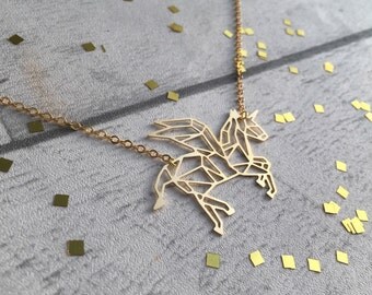 Unicorn Necklace, Unicorn, Unicorn Pendant, Unicorn jewellery, Unicorn Jewelry, Geometric Necklace, mythical jewellery, Unicorn Birthday