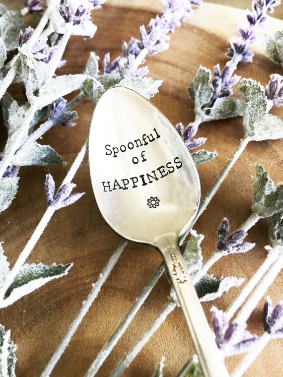 Spoonful of Happiness Spoon w/ Flower Hand Stamped Spoon