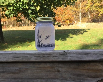 Dragonfly Lamp - Mason Jar Lamp - Dragonfly Home Decor - Dragonfly Nightlight - Dragonfly Decor, Rustic Home Decor, Country Decor, Primitive