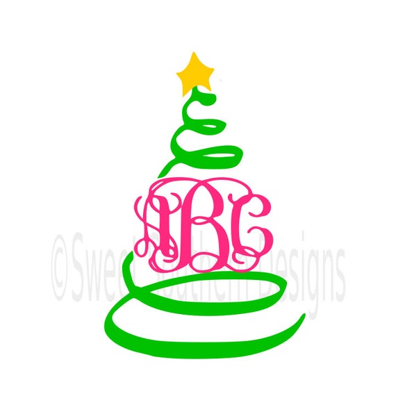 Download Swirly Christmas tree monogram SVG instant download design