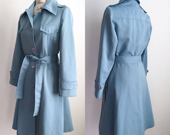 Vintage Trench Coat, Vintage Spring Coat, Blue Trench Coat, 1960s Jacket