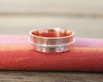 Copper and Sterling silver Spinner Ring - Made In England - Gift for her - Handmade ring - Arthritis - Copper - Personalised - Personalized